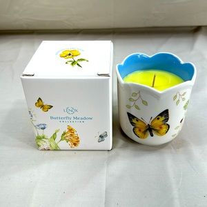 LENOX BUTTERFLY MEADOW BLUE GERANIUM 1 WICK CANDLE 3.8”
